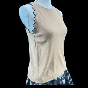 Tan sleeveless blouse